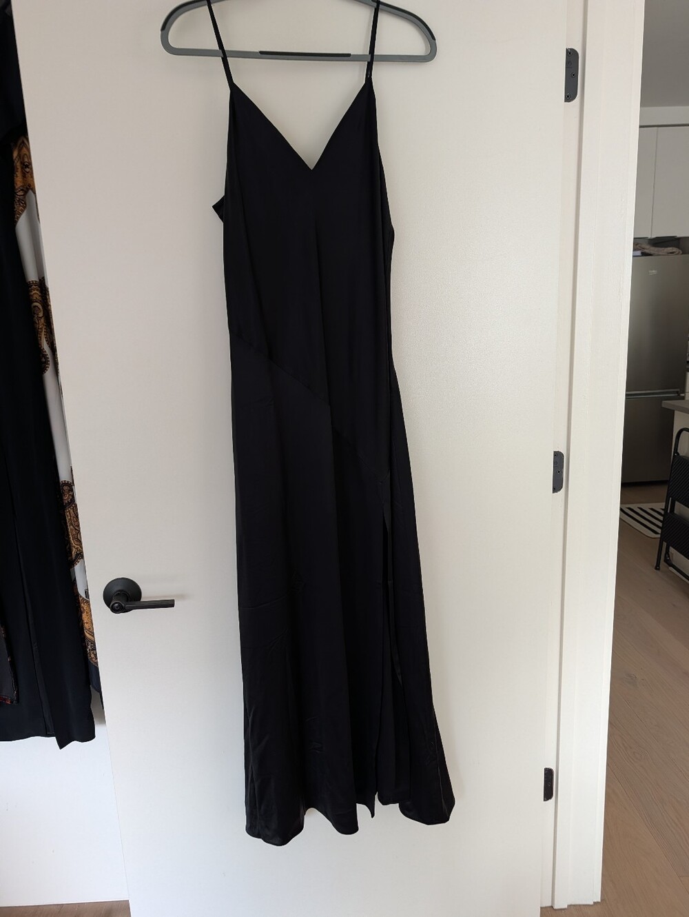 Banana Republic Black Silk Maxi Slip Dress with Spaghetti Straps